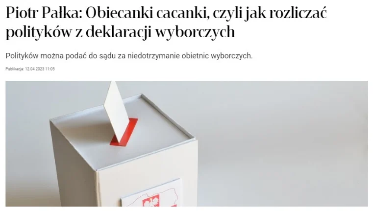 Czy można pozwać polityka za niezrealizowane obietnice wyborcze?